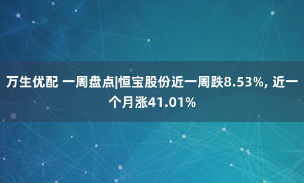 万生优配 一周盘点|恒宝股份近一周跌8.53%, 近一个月涨41.01%